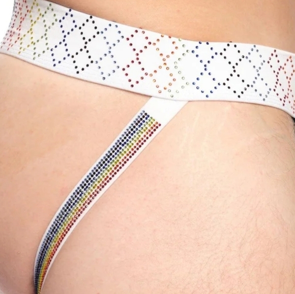 Skull & Bones Rainbow Crystal Jock White - Picture 5 of 5